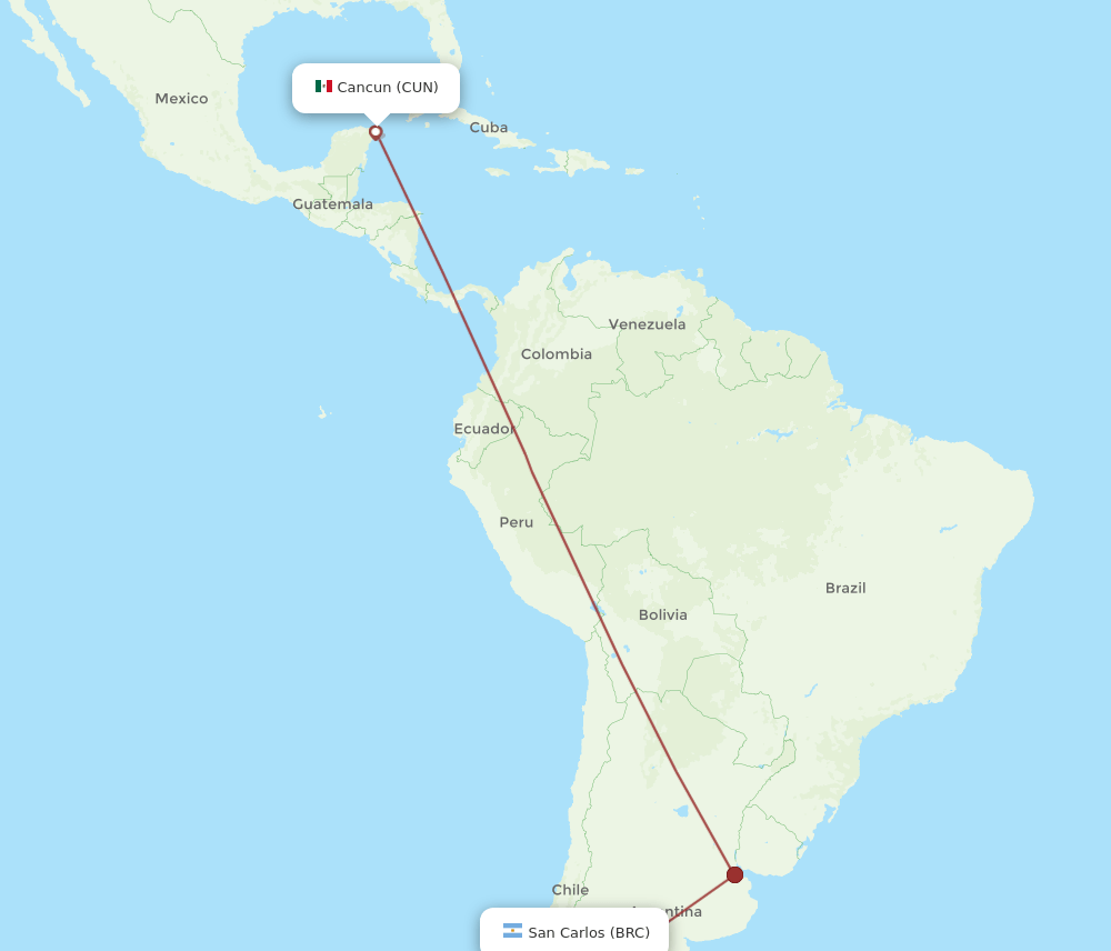CUN-BRC flight routes