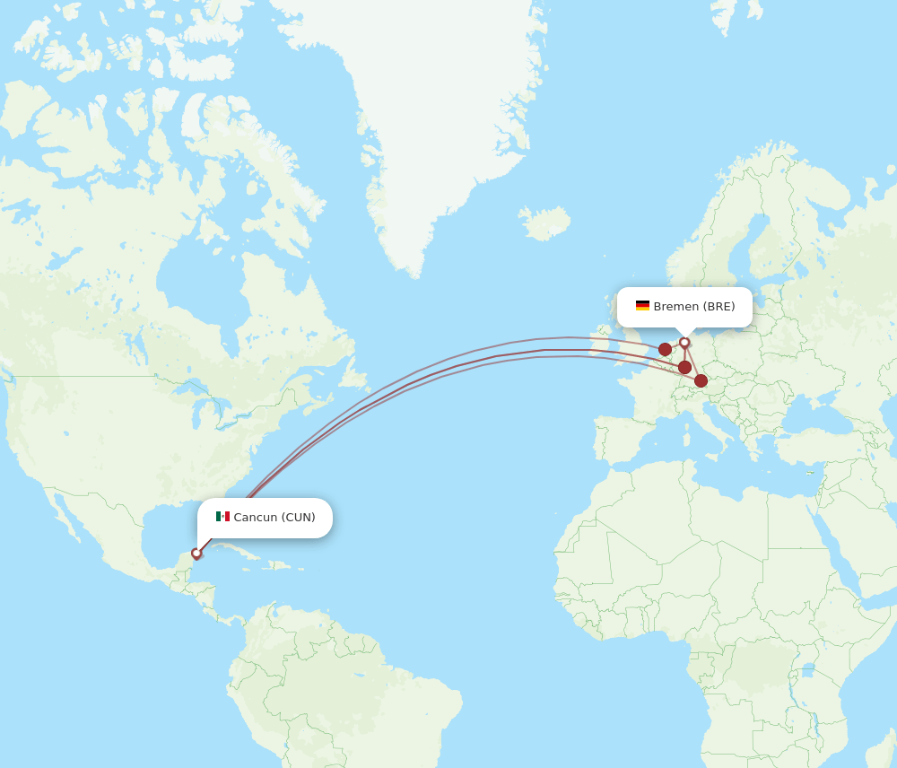 CUN-BRE flight routes