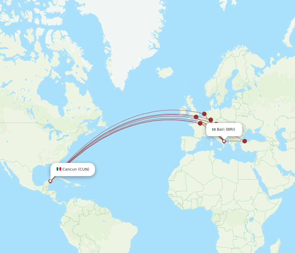 CUN-BRI flight routes