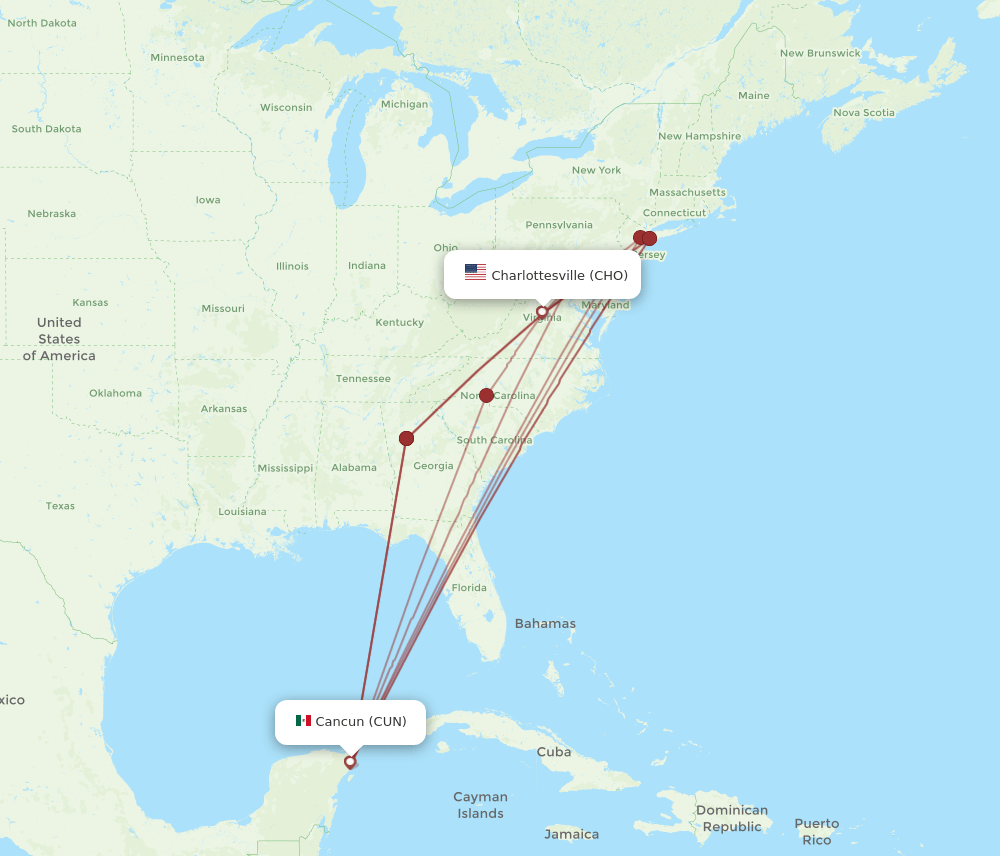 CUN-CHO flight routes