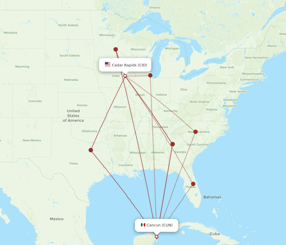CUN-CID flight routes