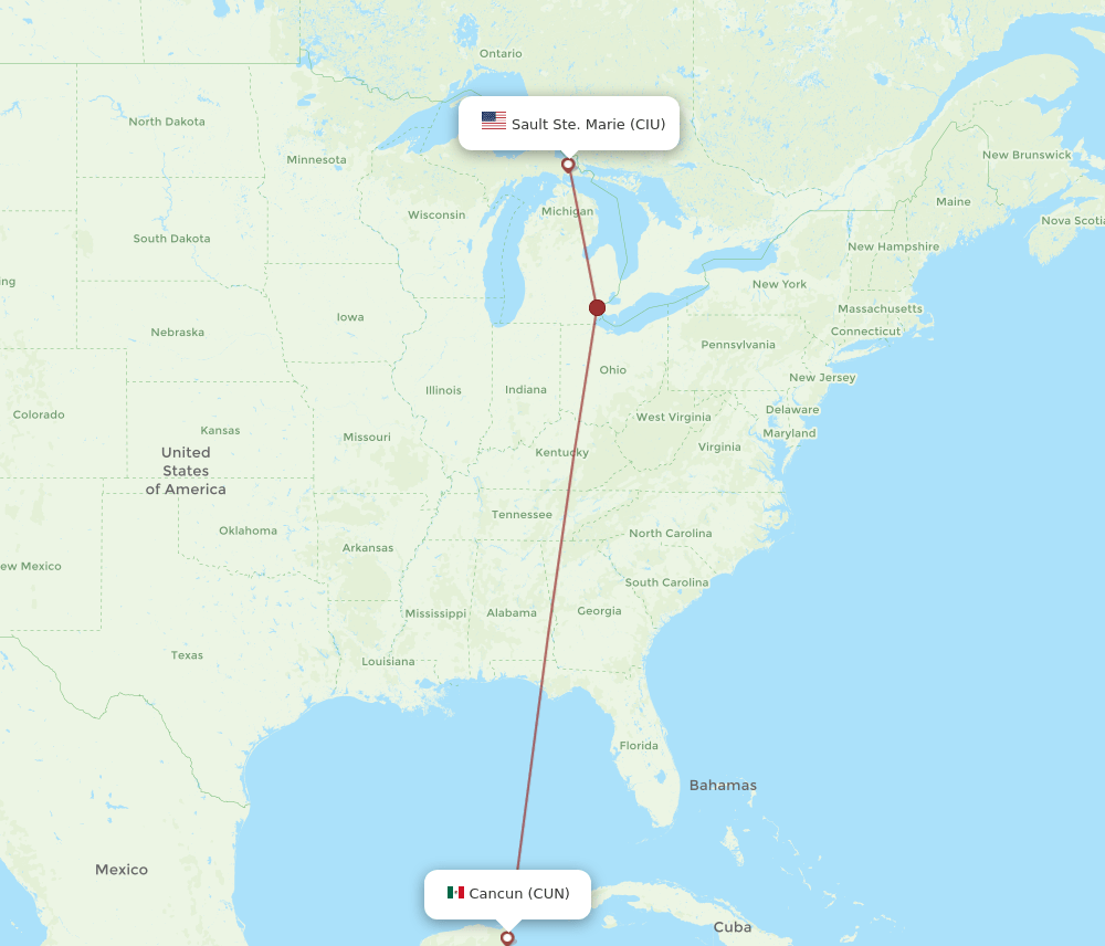CUN-CIU flight routes