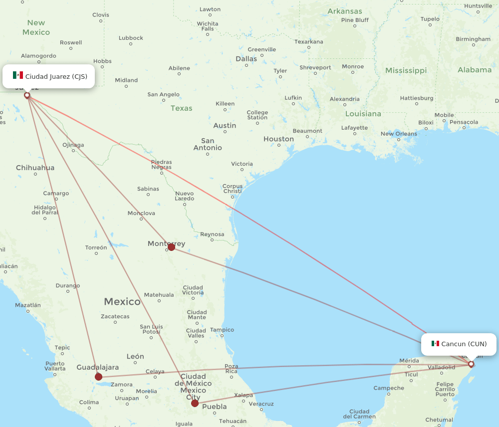 CUN-CJS flight routes
