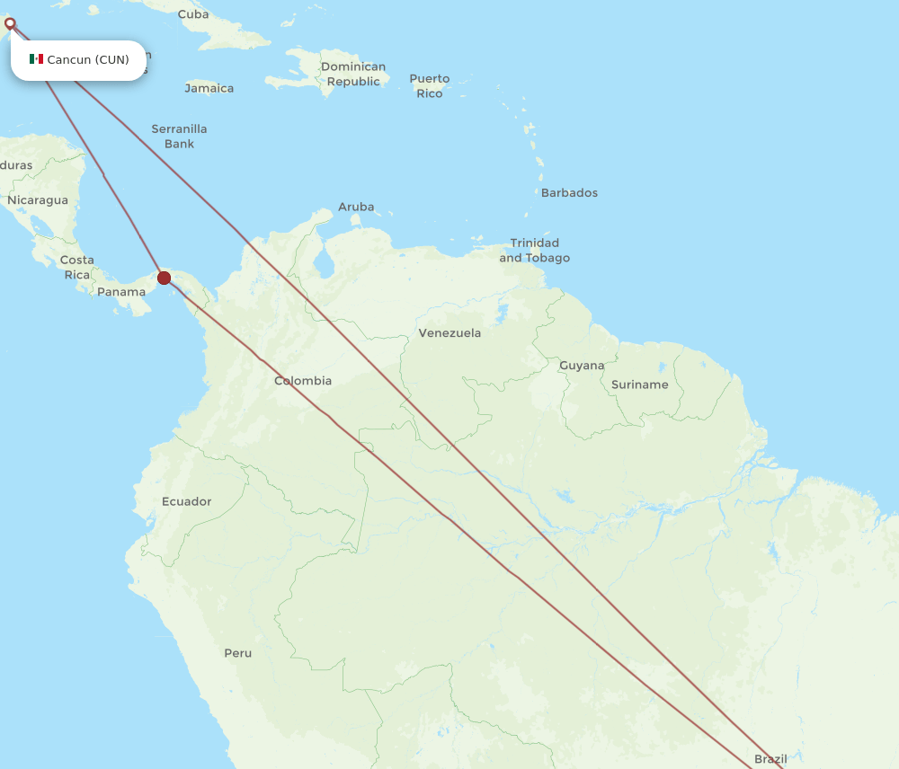 CUN to CNF flights and routes map
