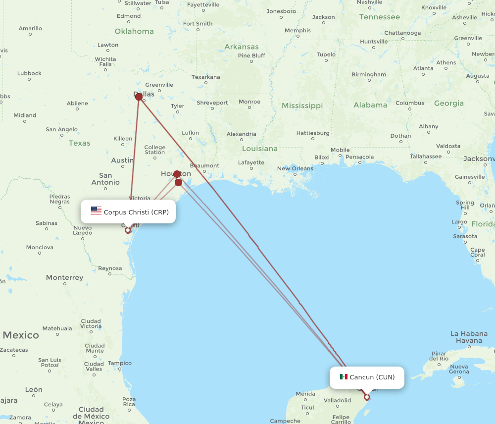 CUN-CRP flight routes