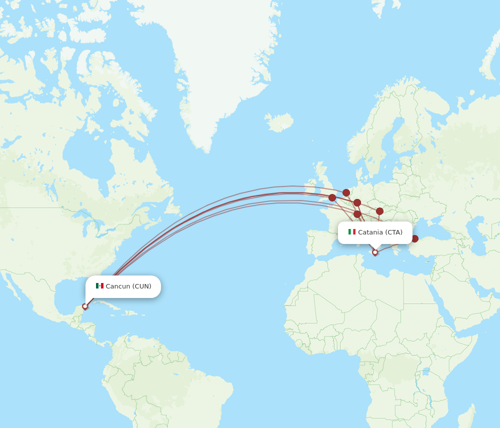 CUN-CTA flight routes