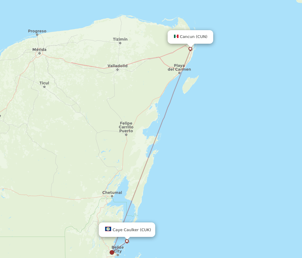 CUN-CUK flight routes