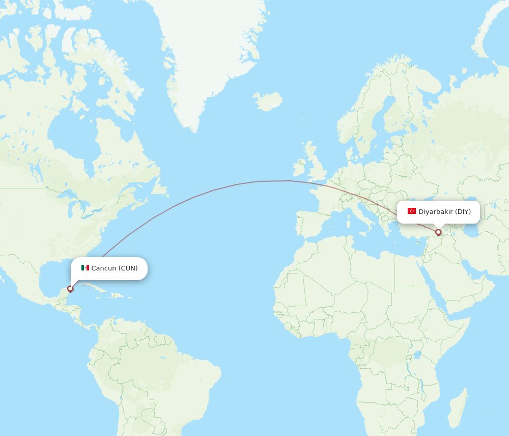 CUN-DIY flight routes