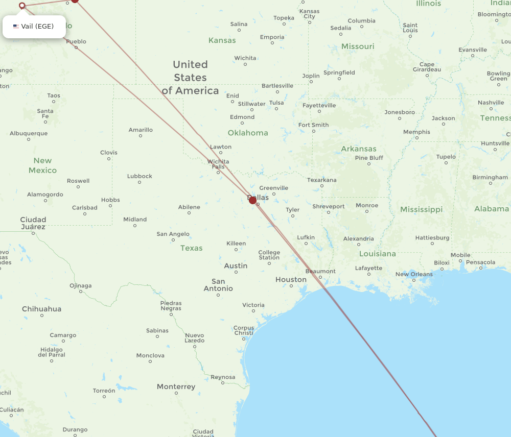 CUN-EGE flight routes