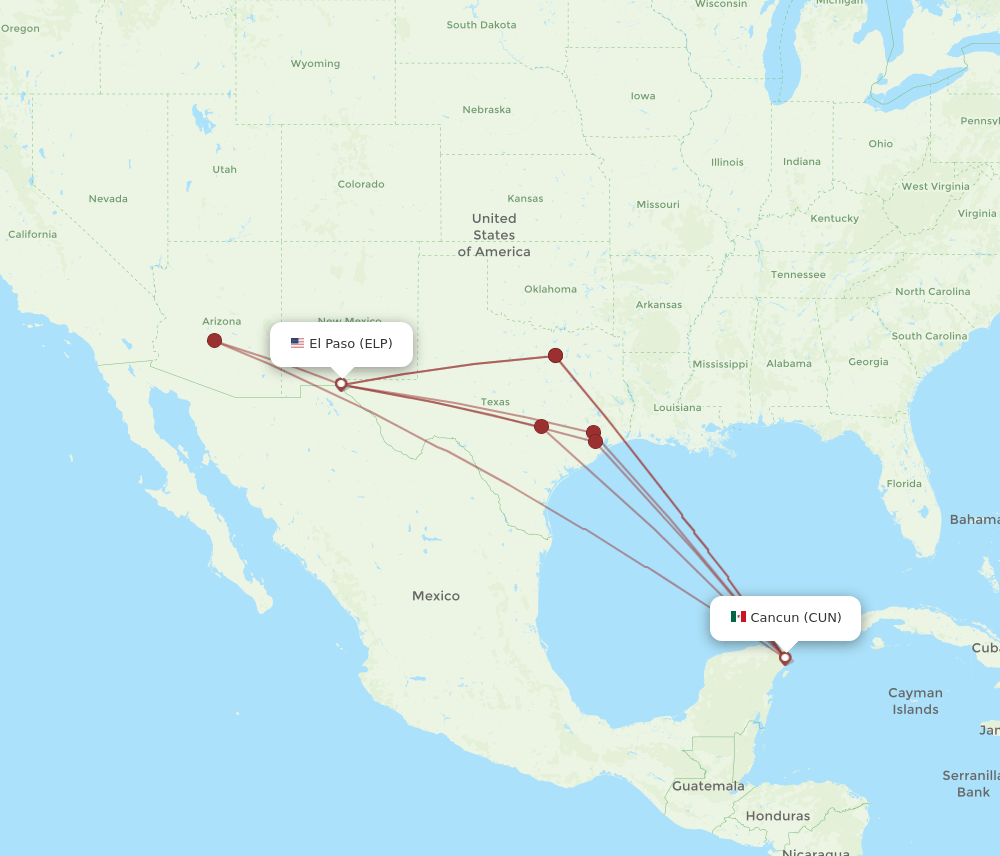 CUN-ELP flight routes