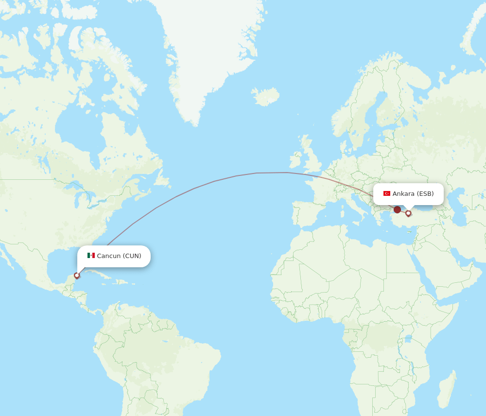 CUN-ESB flight routes