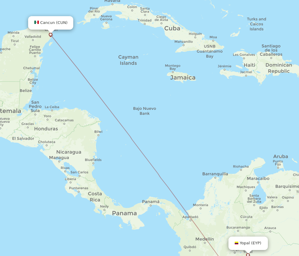 CUN-EYP flight routes