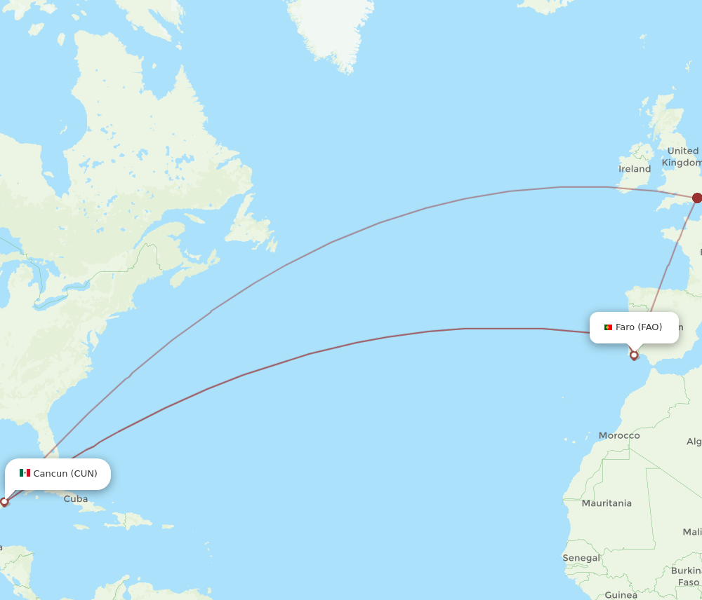 CUN-FAO flight routes