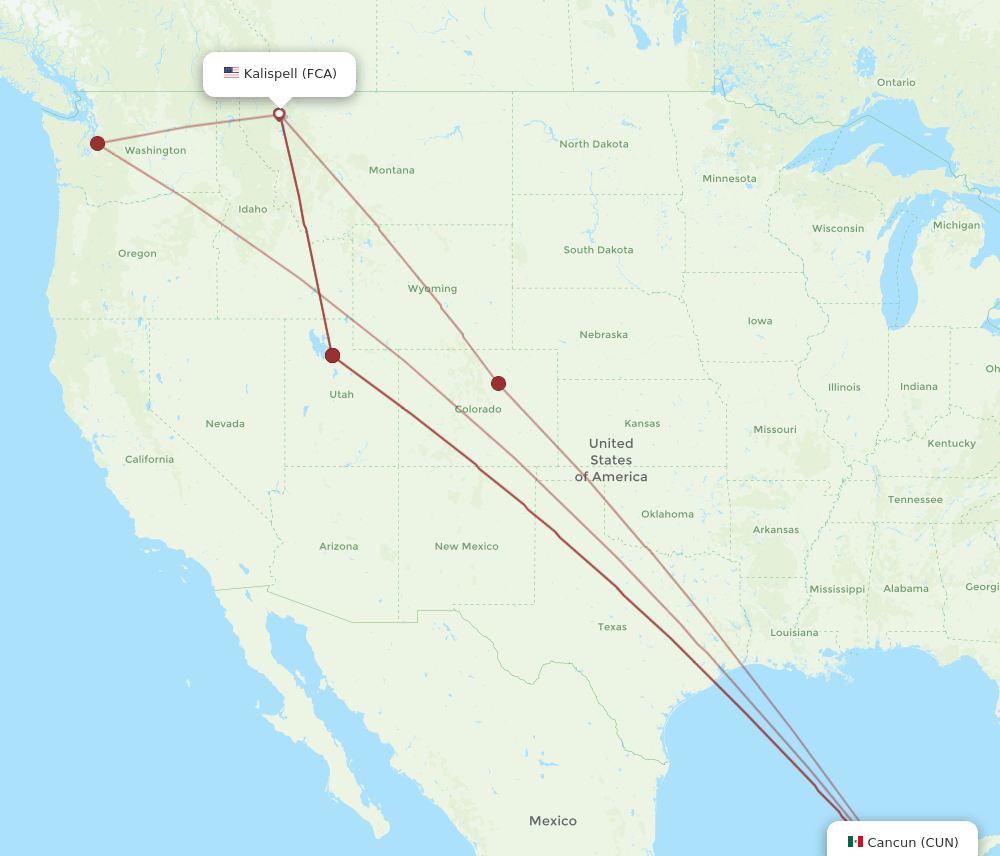 CUN-FCA flight routes