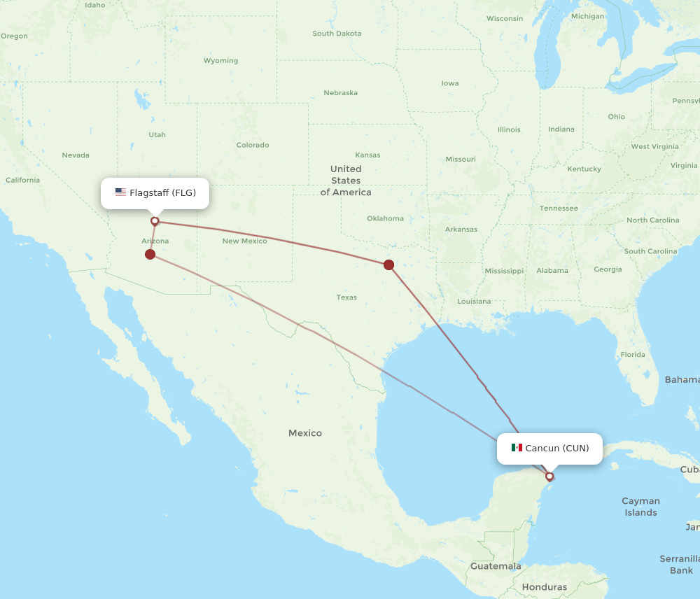 CUN-FLG flight routes