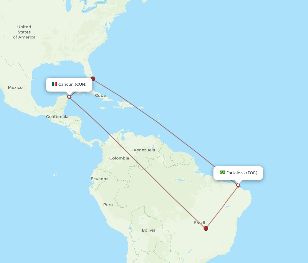 CUN-FOR flight routes