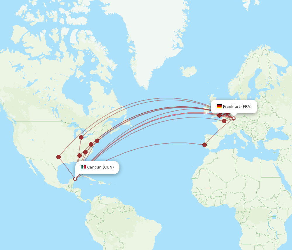 CUN-FRA flight routes