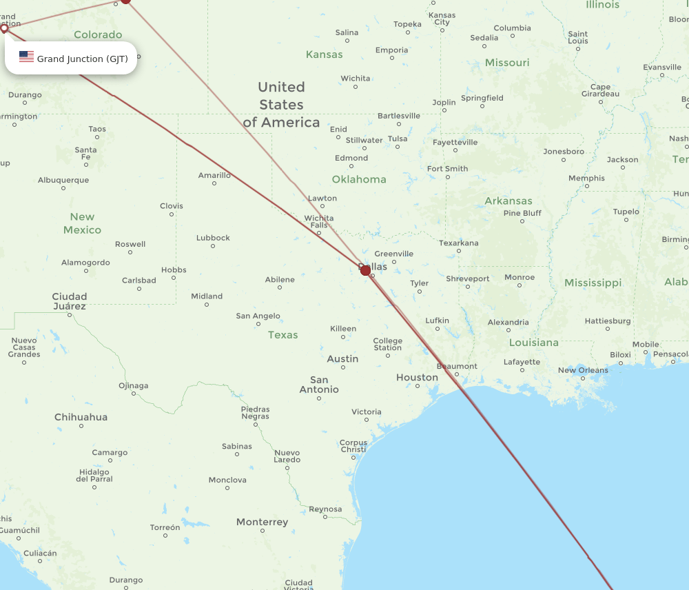 CUN-GJT flight routes