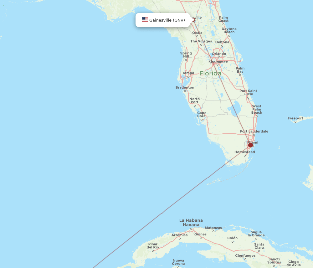 CUN-GNV flight routes