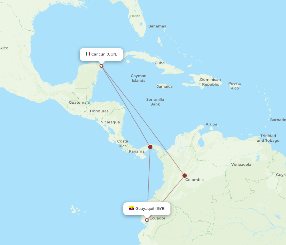 CUN-GYE flight routes