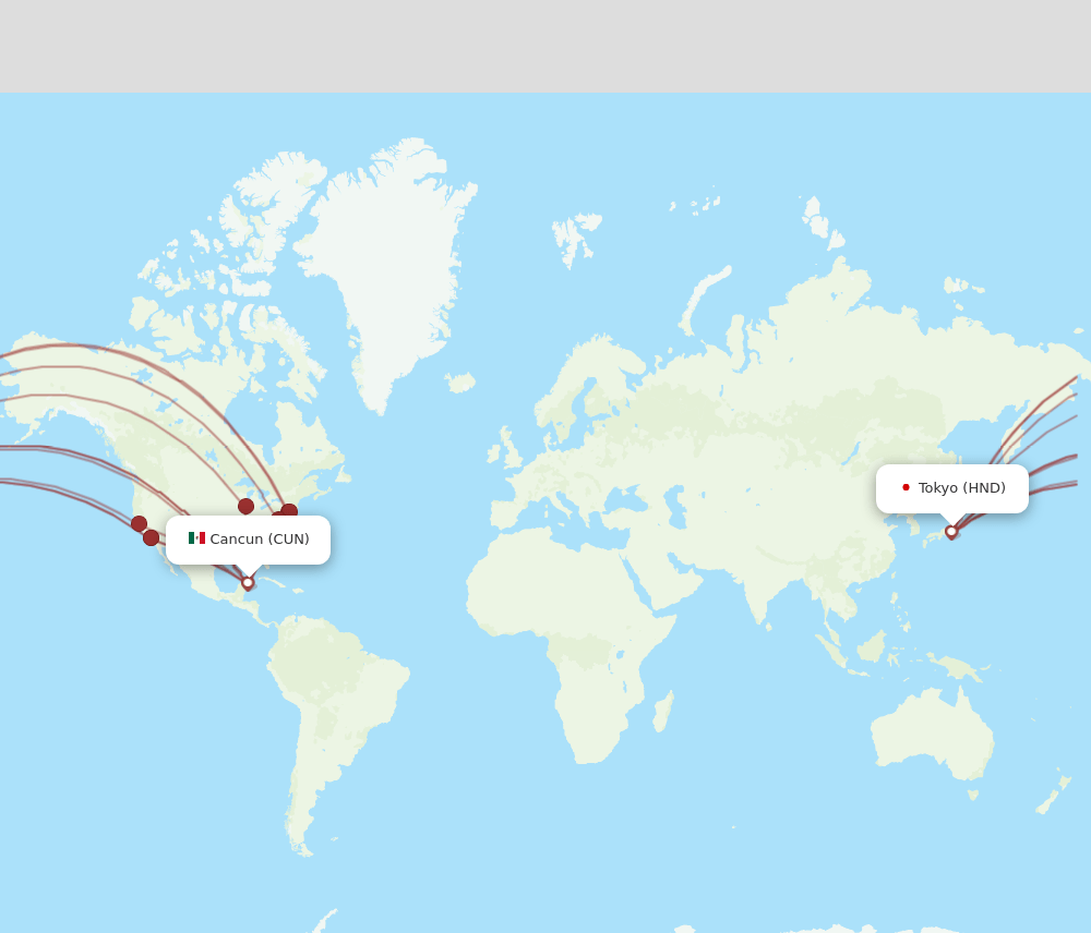 CUN-HND flight routes