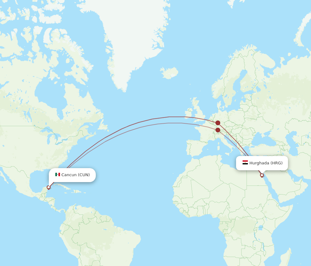 CUN-HRG flight routes