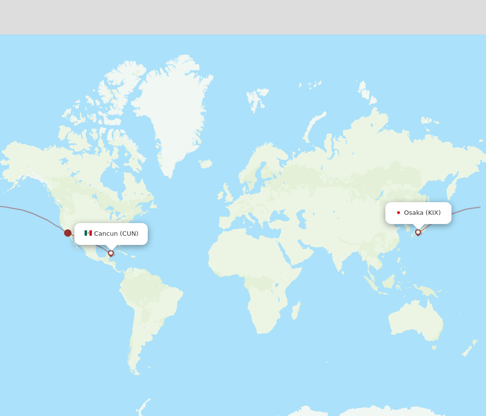 CUN-KIX flight routes