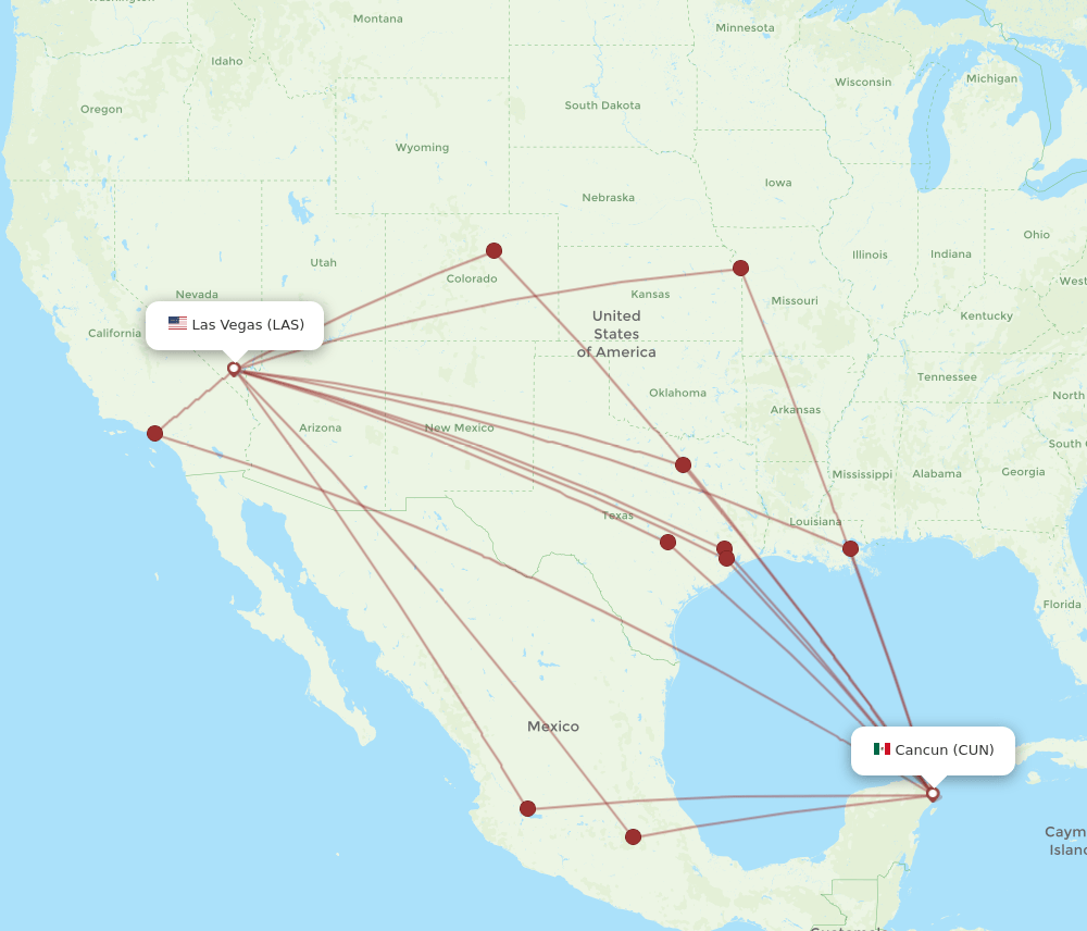 CUN-LAS flight routes
