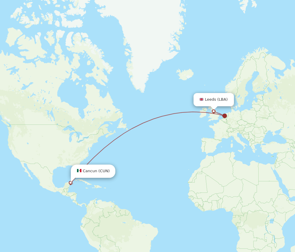 CUN-LBA flight routes