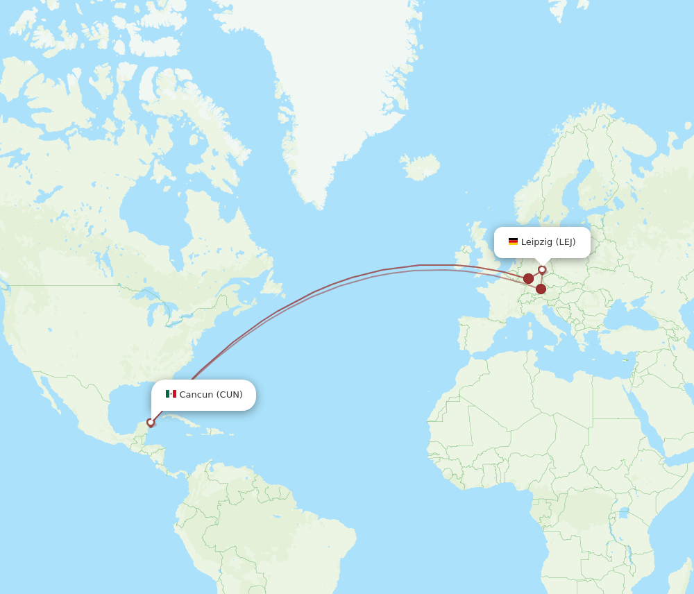 CUN-LEJ flight routes