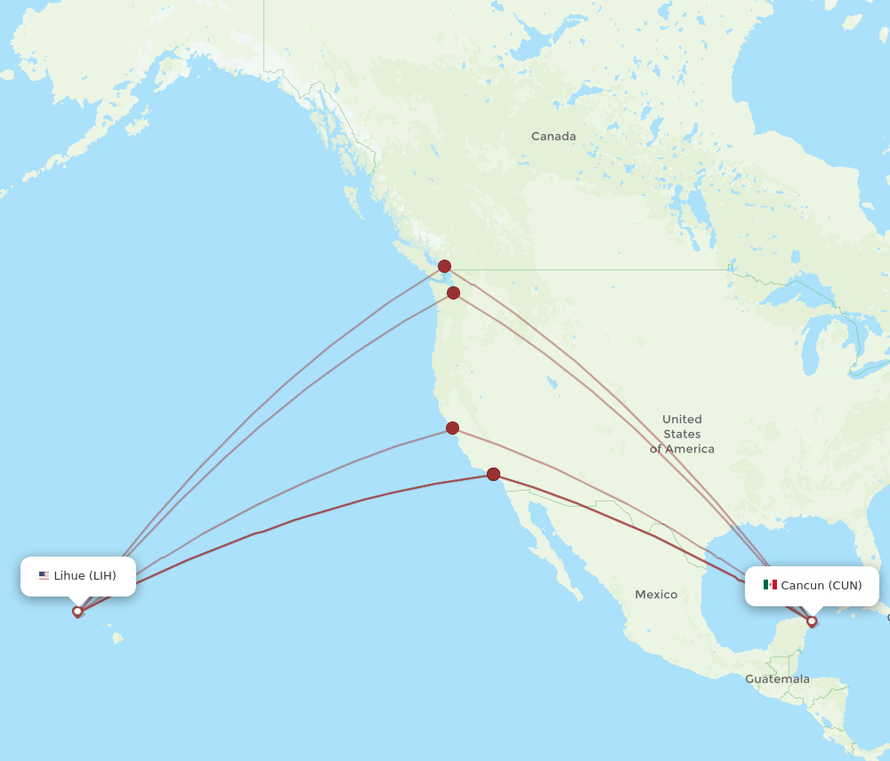 CUN-LIH flight routes