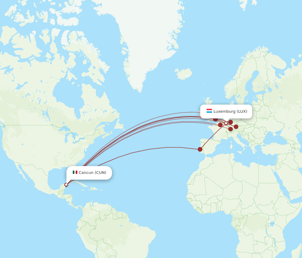 CUN-LUX flight routes