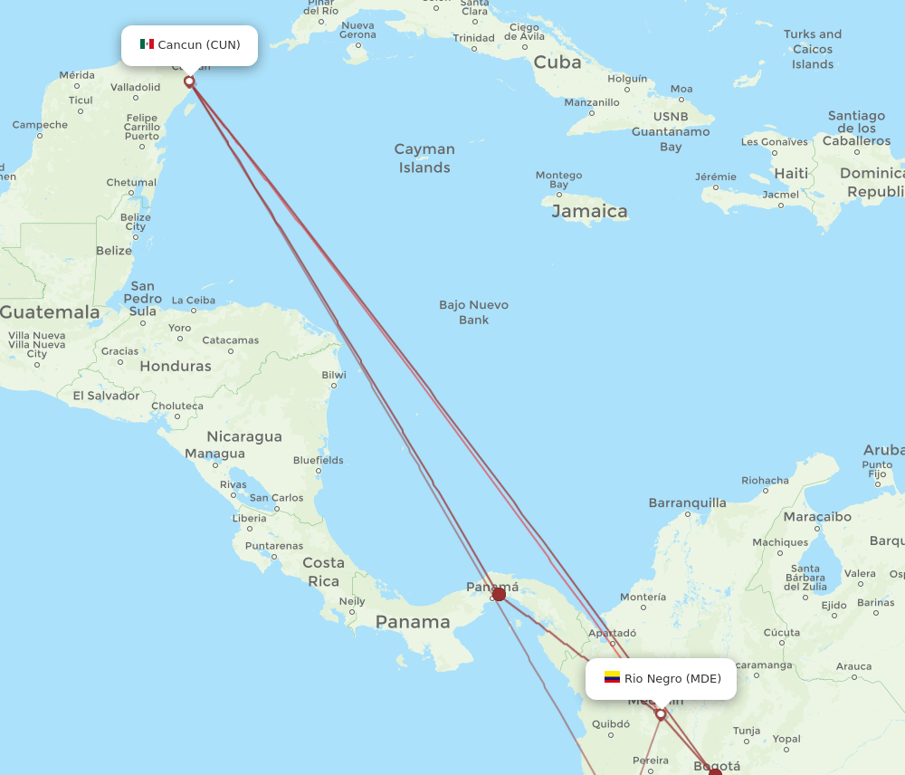 CUN-MDE flight routes