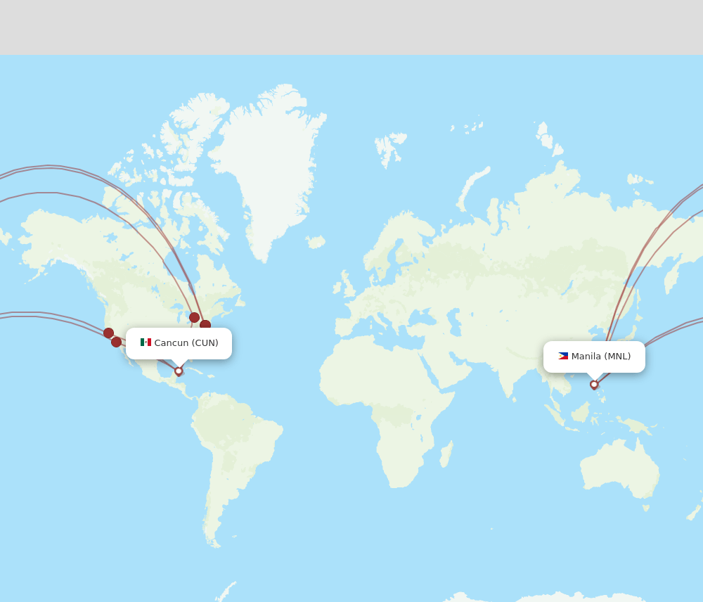 CUN to MNL flights and routes map