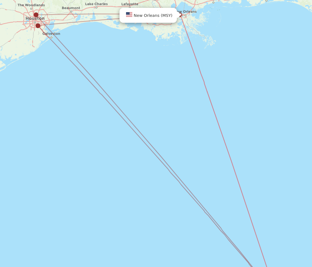 CUN-MSY flight routes