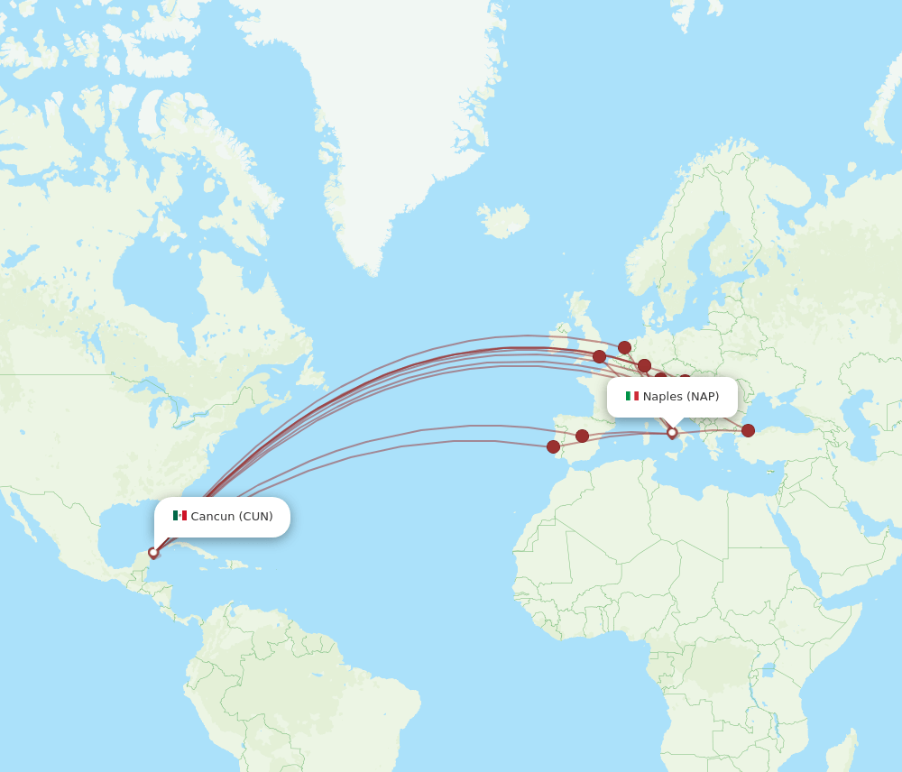 CUN-NAP flight routes