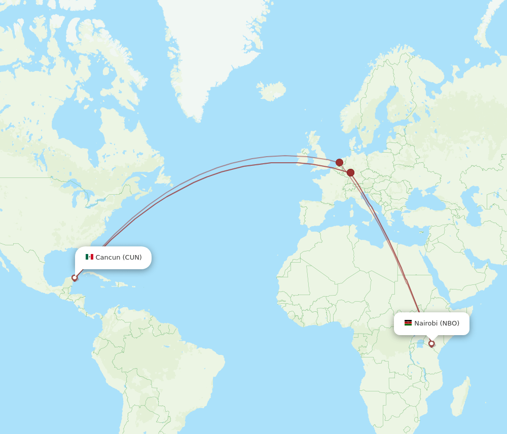 CUN-NBO flight routes