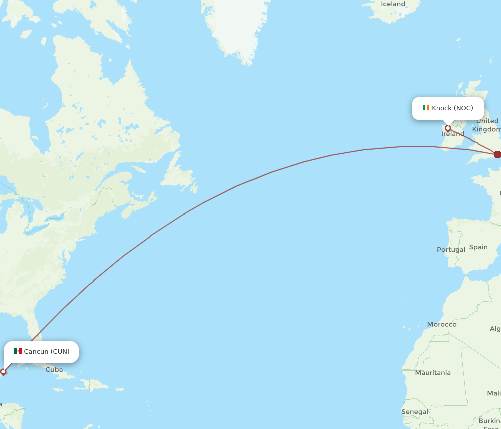 CUN-NOC flight routes