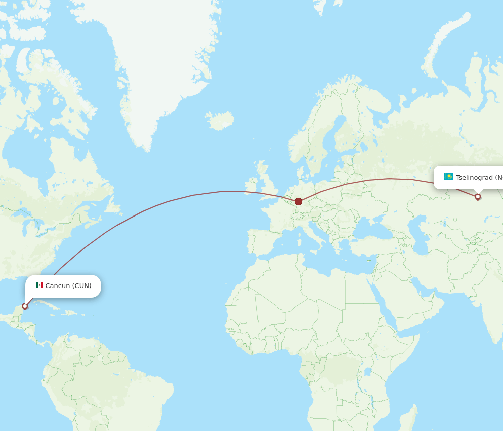 CUN-NQZ flight routes