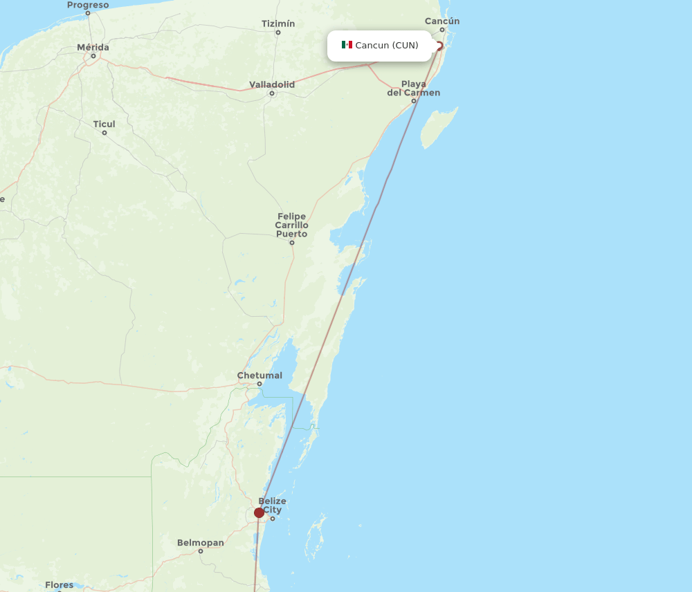 CUN to PLJ flights and routes map