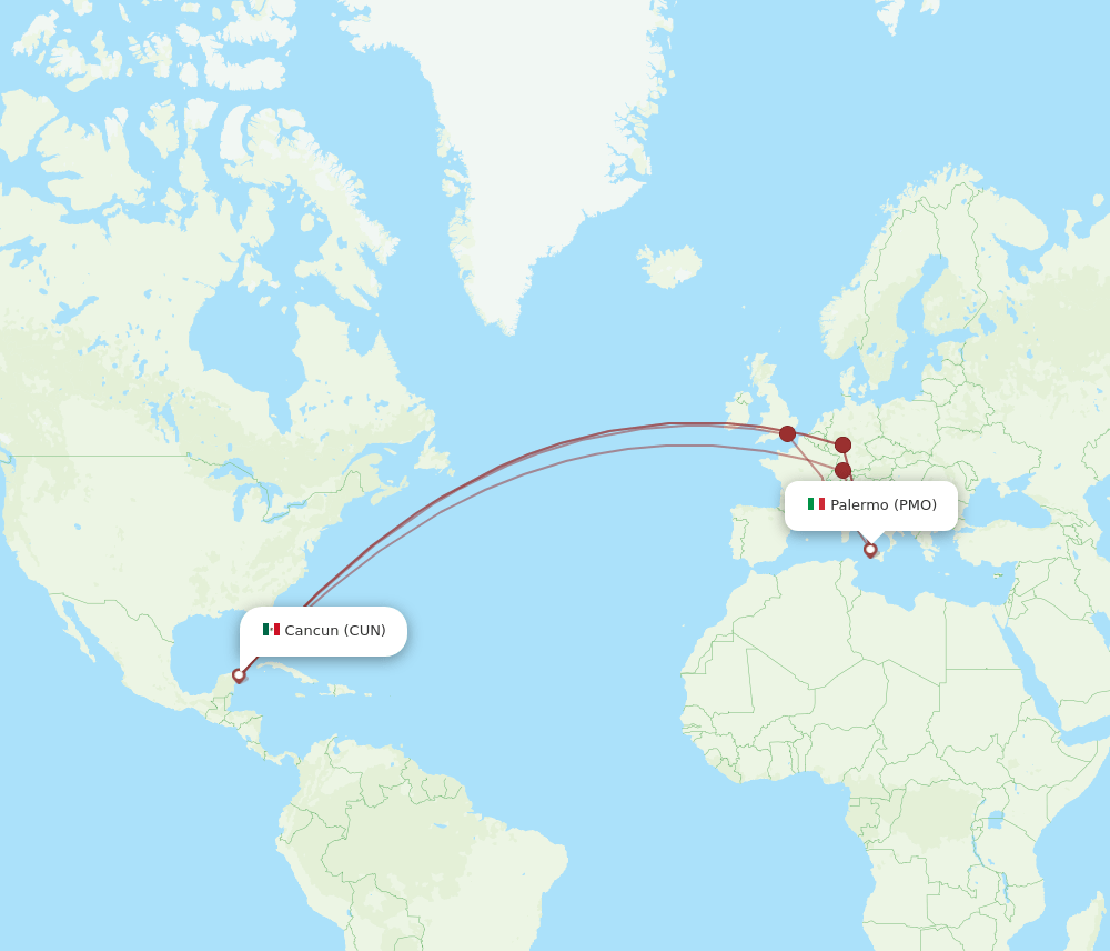 CUN-PMO flight routes
