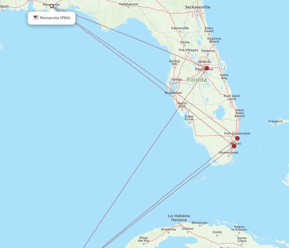 CUN-PNS flight routes
