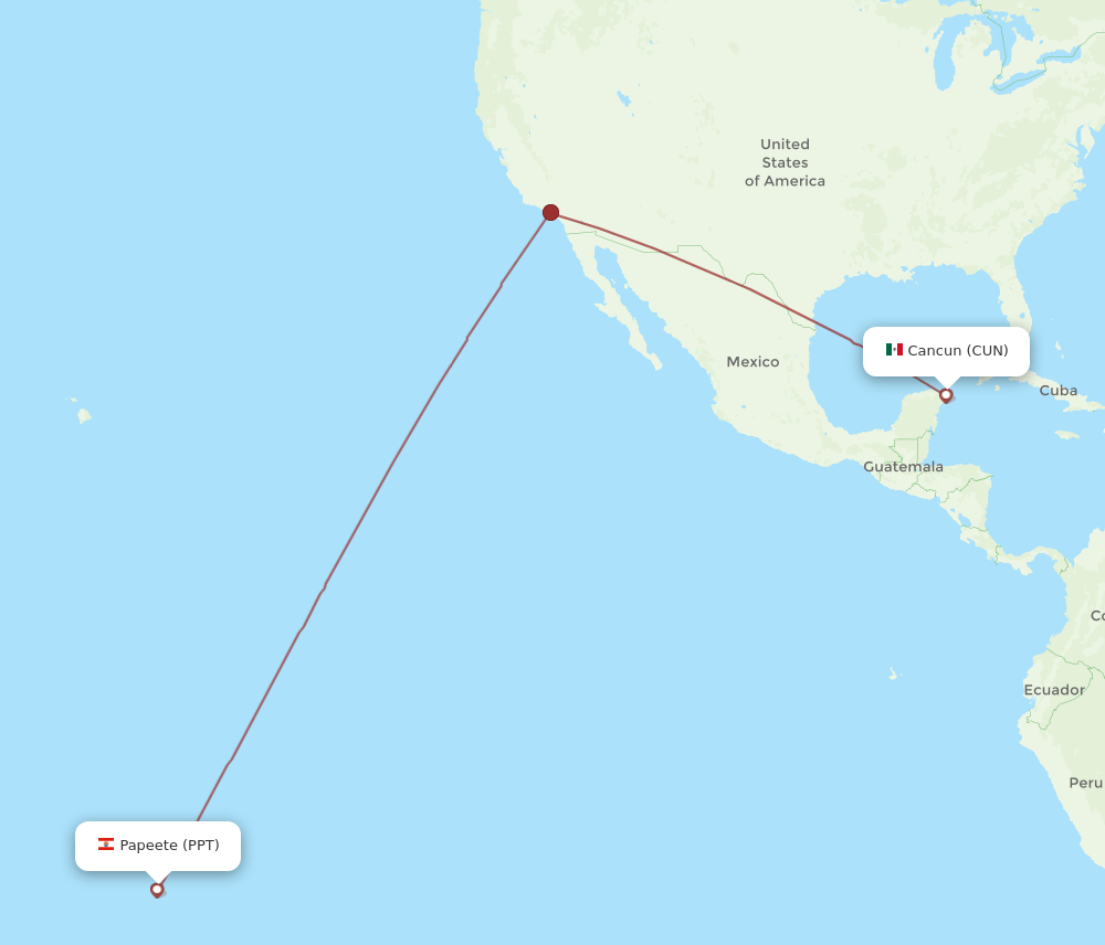 CUN-PPT flight routes