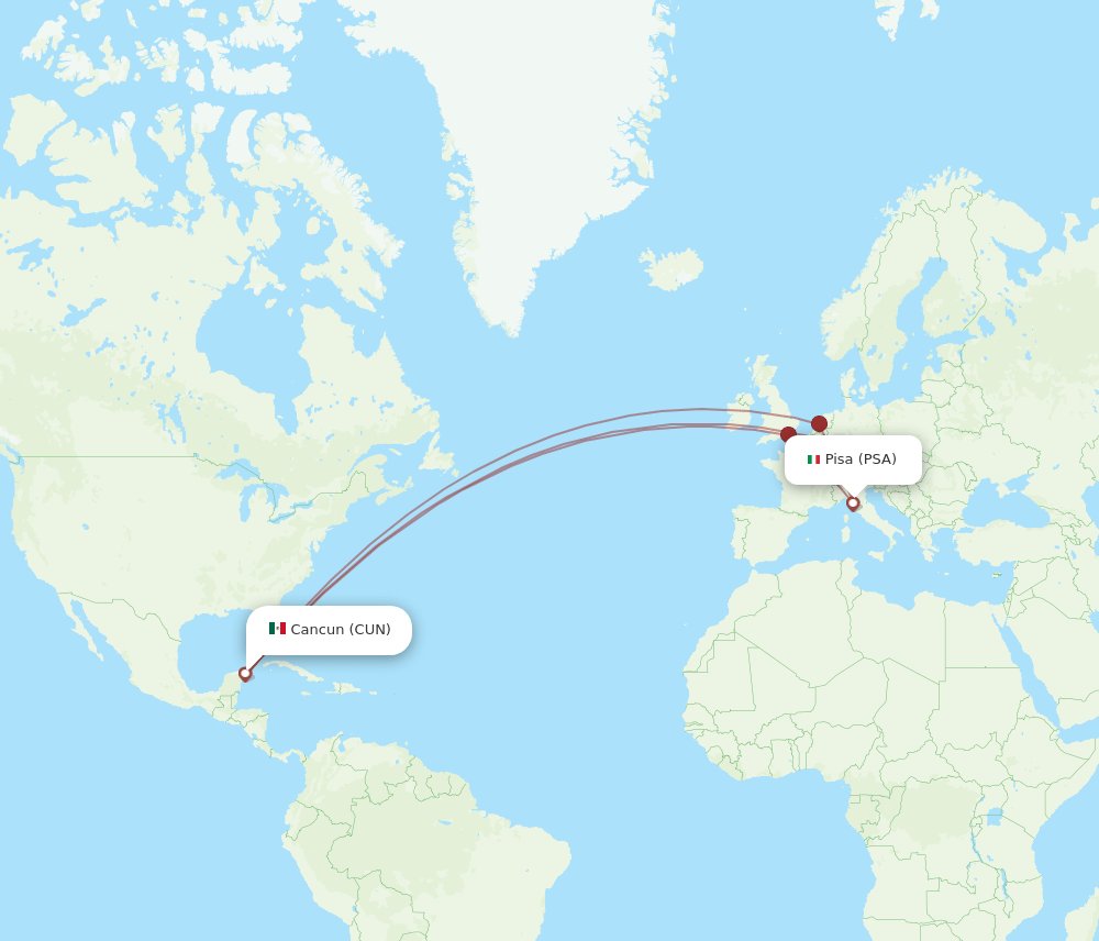 CUN-PSA flight routes