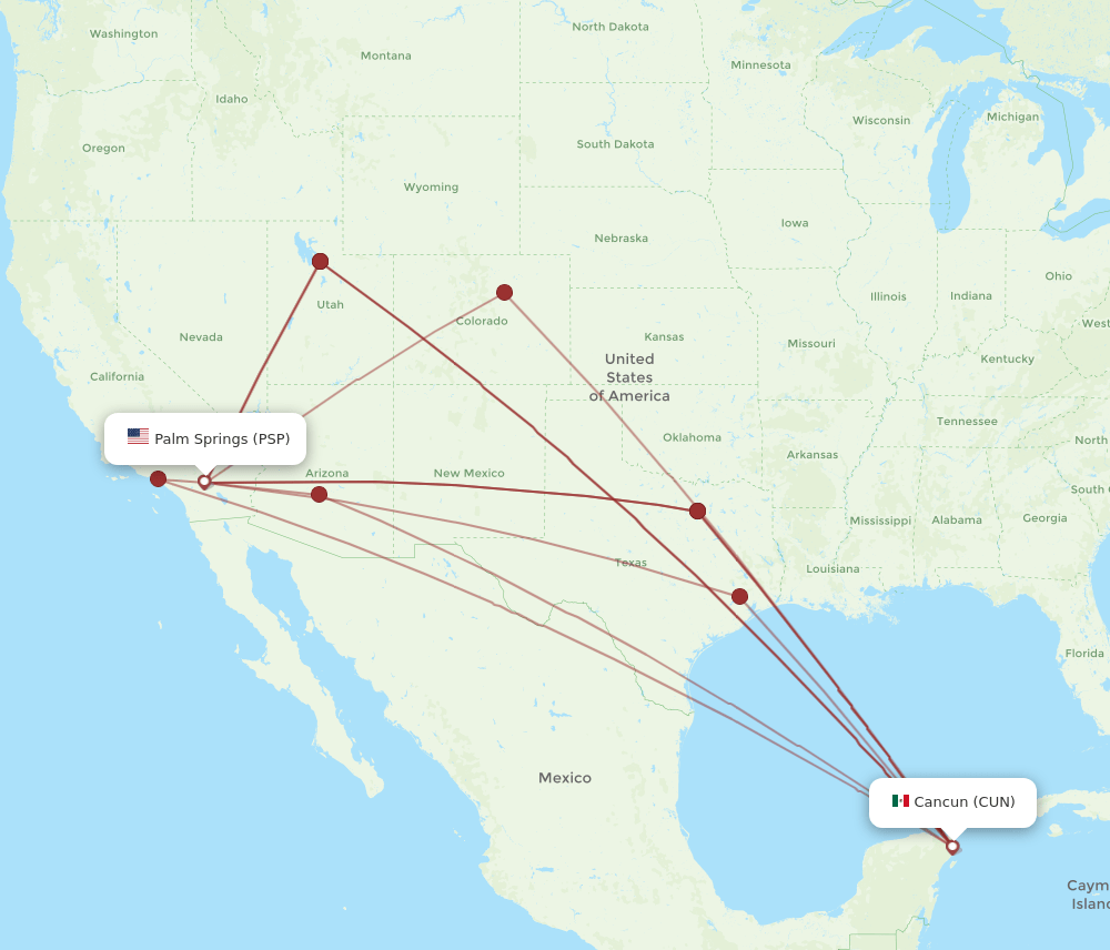CUN-PSP flight routes