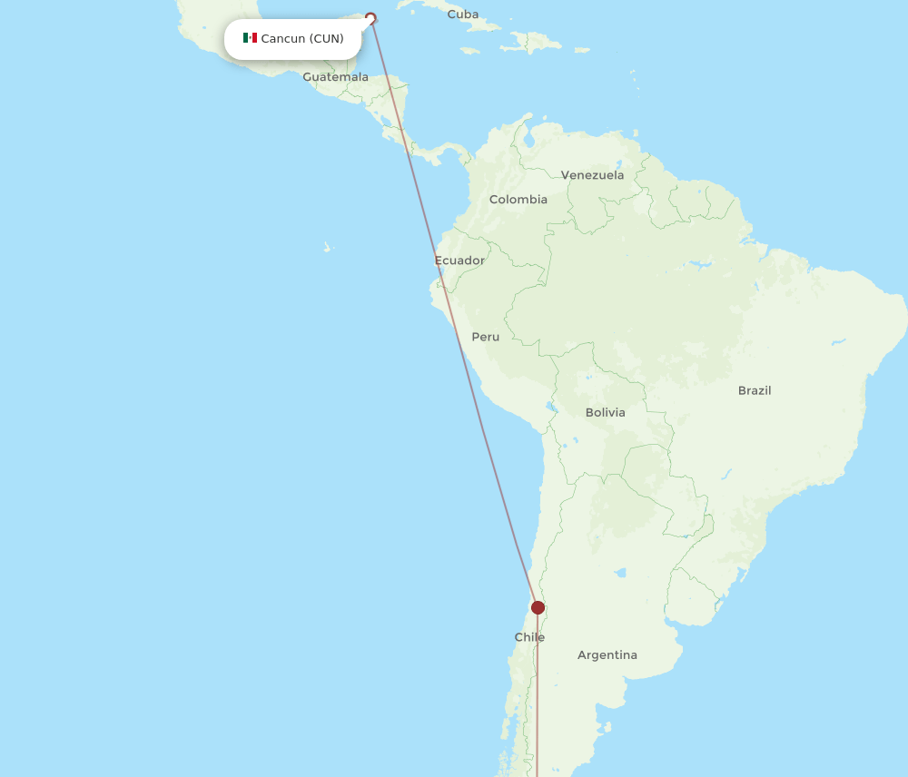 CUN to PUQ flights and routes map