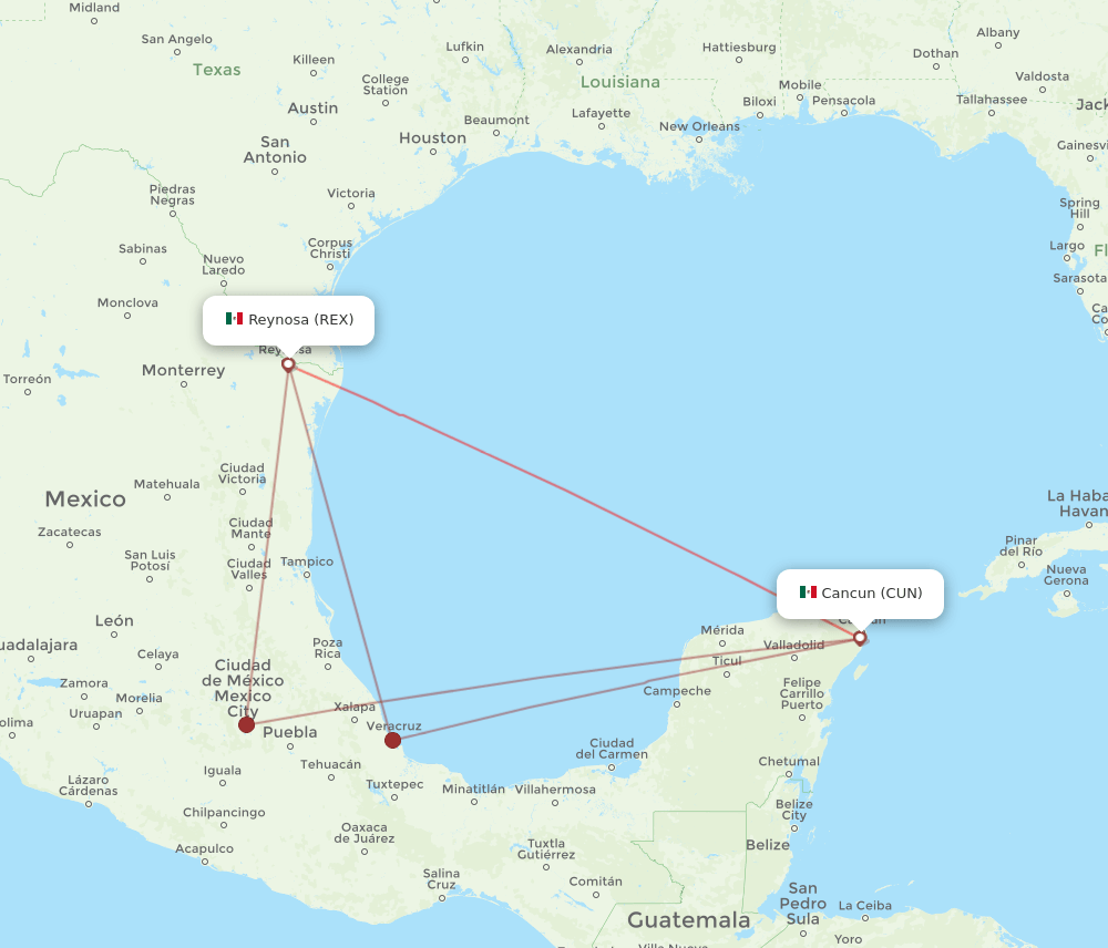 CUN-REX flight routes