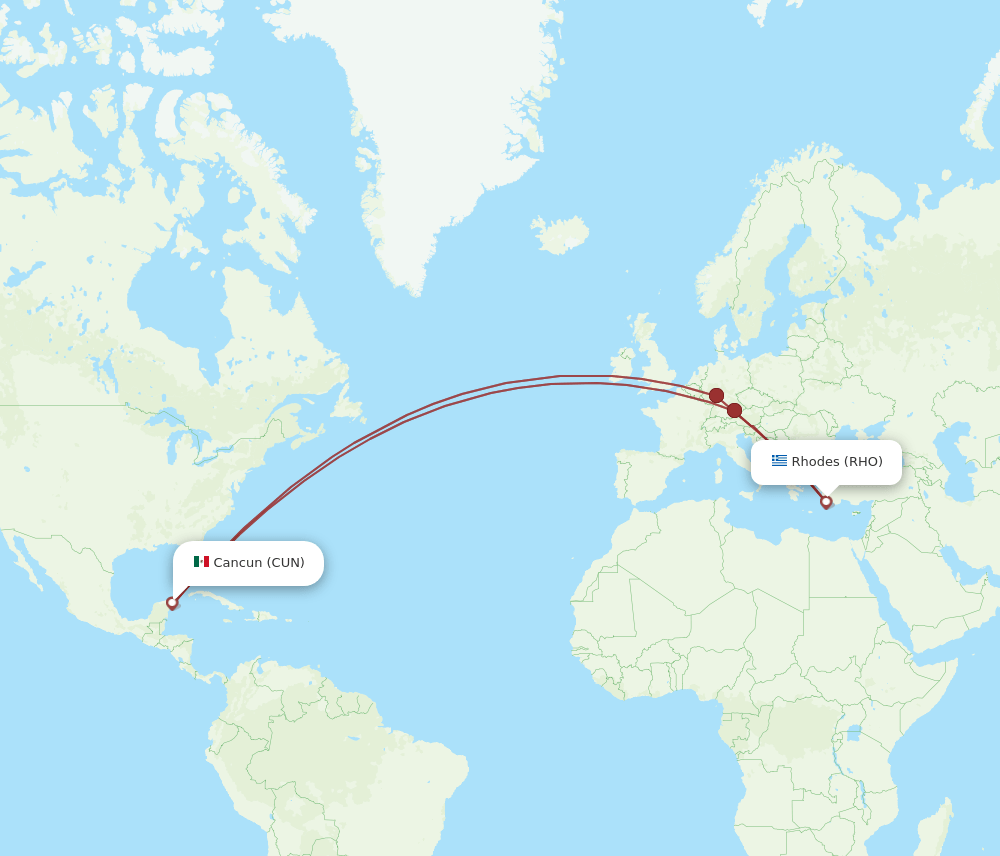 CUN-RHO flight routes