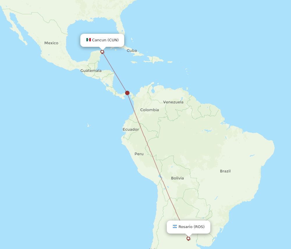 CUN to ROS flights and routes map