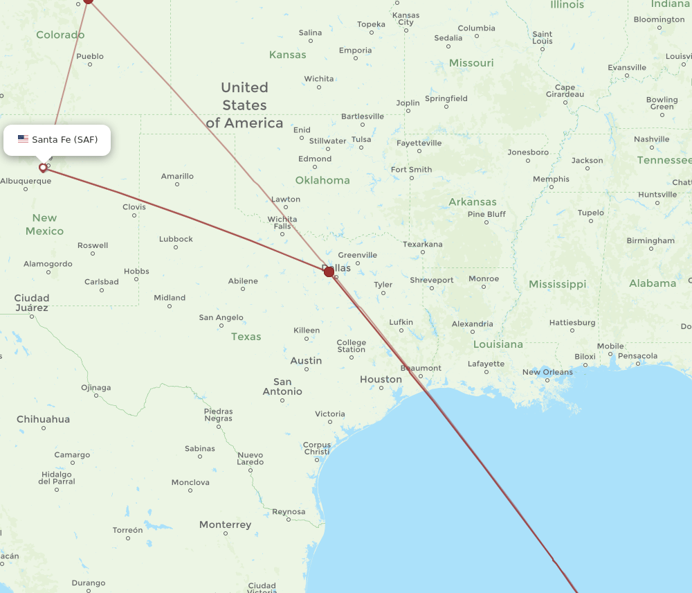CUN-SAF flight routes